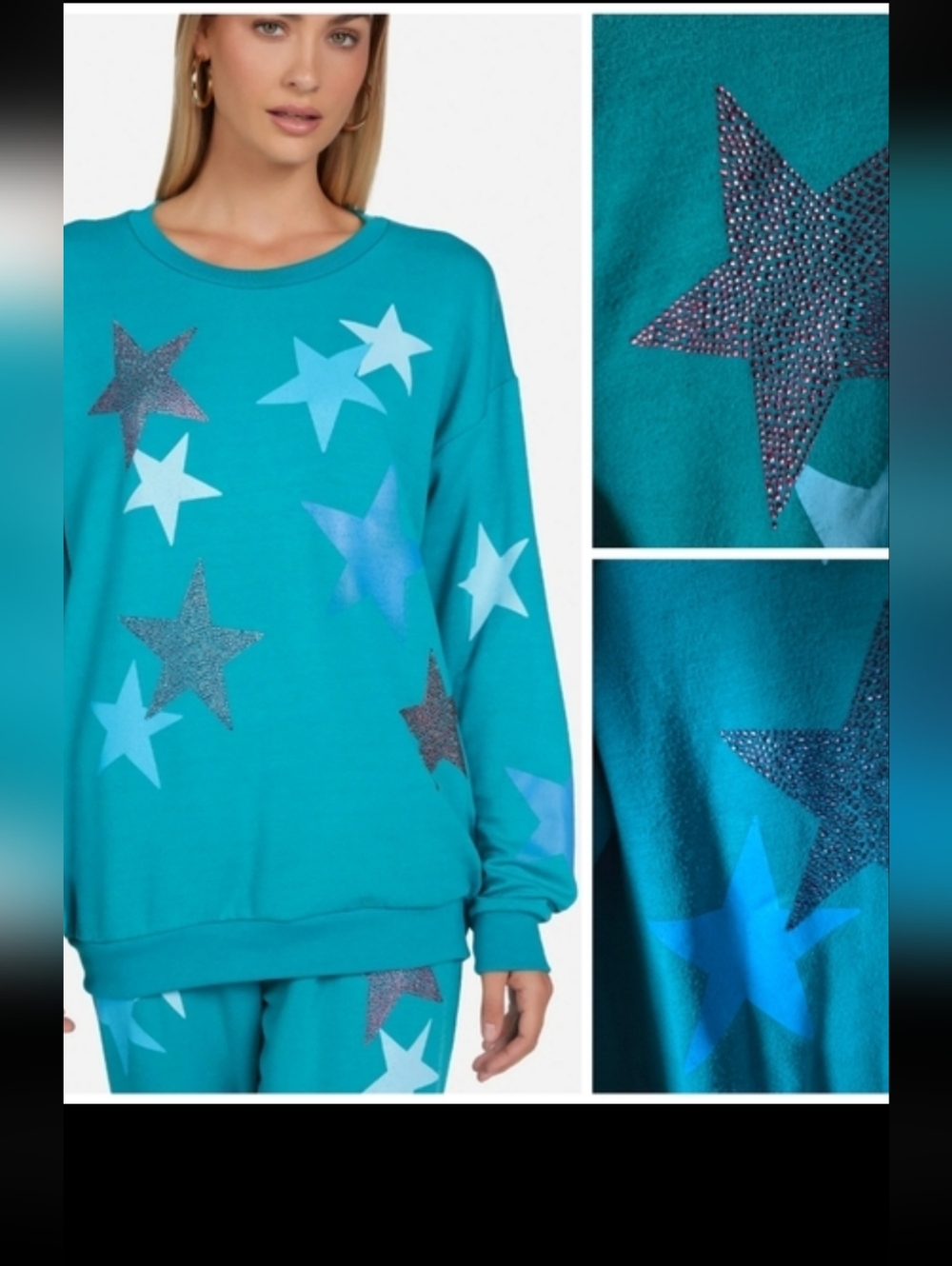 Lauren Moshi Babbs Color Crystal Multistars sweatshirt